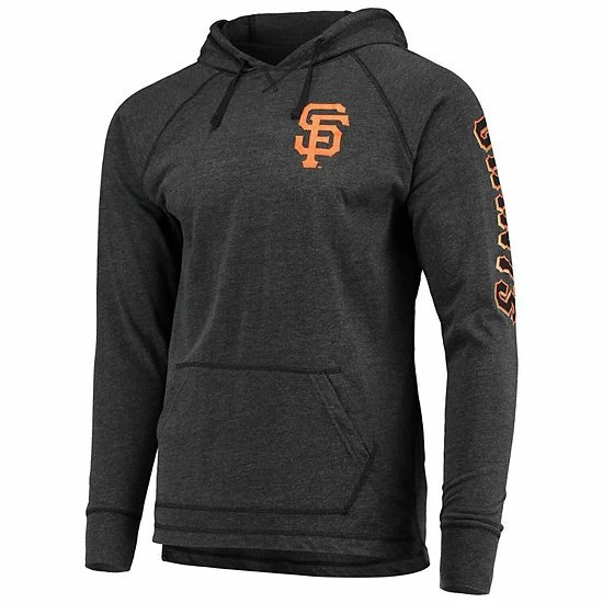 Men's Stitches Heathered Black San Francisco Giants Hit Raglan Pullover Hoodie - Image 2