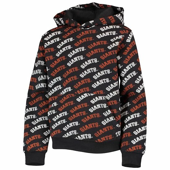 Youth Stitches Black San Francisco Giants Allover Print Raglan Pullover Hoodie - Image 3