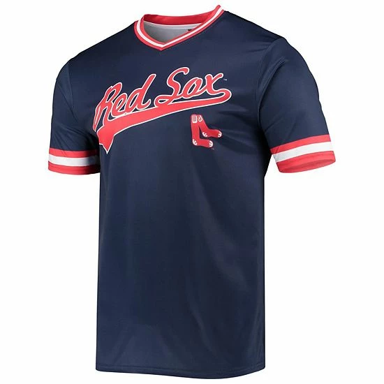 Men's Stitches Navy/Red Boston Red Sox Cooperstown Collection V-Neck Team Color Jersey - Image 3