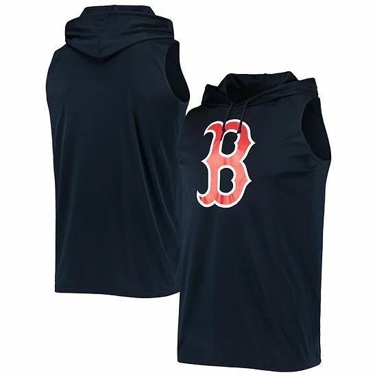 Men's Stitches Navy Boston Red Sox Sleeveless Pullover Hoodie - Image 2
