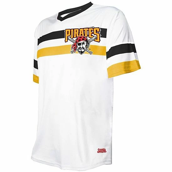 Men's Stitches White Pittsburgh Pirates Cooperstown Collection V-Neck Jersey