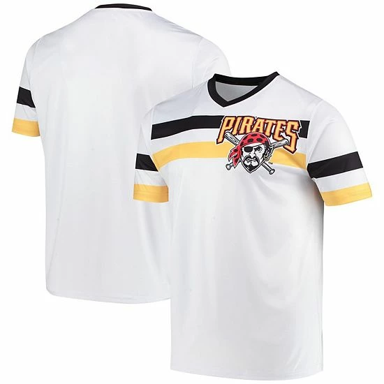 Men's Stitches White Pittsburgh Pirates Cooperstown Collection V-Neck Jersey - Image 2