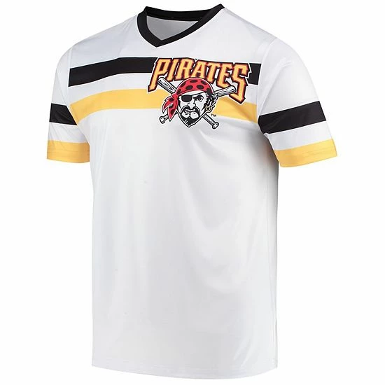 Men's Stitches White Pittsburgh Pirates Cooperstown Collection V-Neck Jersey - Image 3