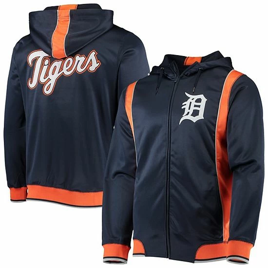 Men's Stitches Navy/Orange Detroit Tigers Team Full-Zip Hoodie - Image 2