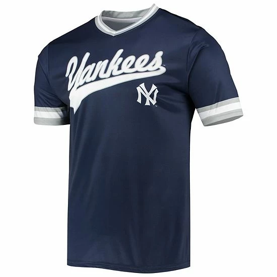 Men's Stitches Navy/Gray New York Yankees Cooperstown Collection V-Neck Team Color Jersey - Image 3