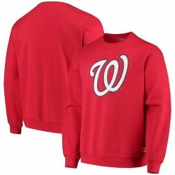 Stitches Red Washington Nationals Logo Sweatshirt