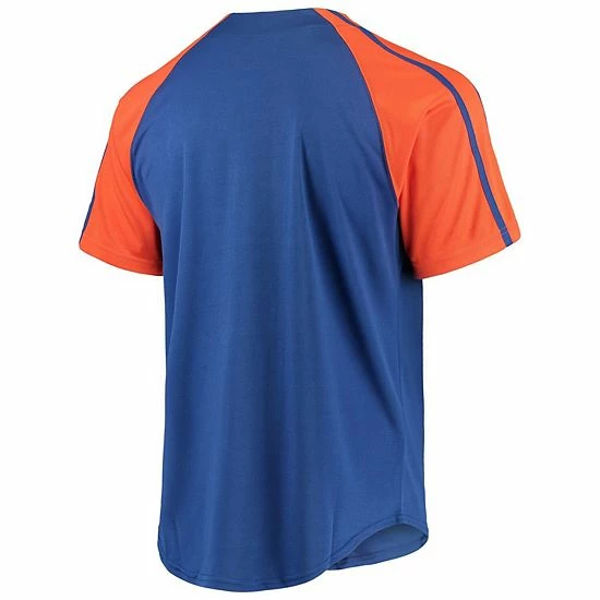 Men's Stitches Royal New York Mets Button-Down Raglan Replica Jersey - Image 3