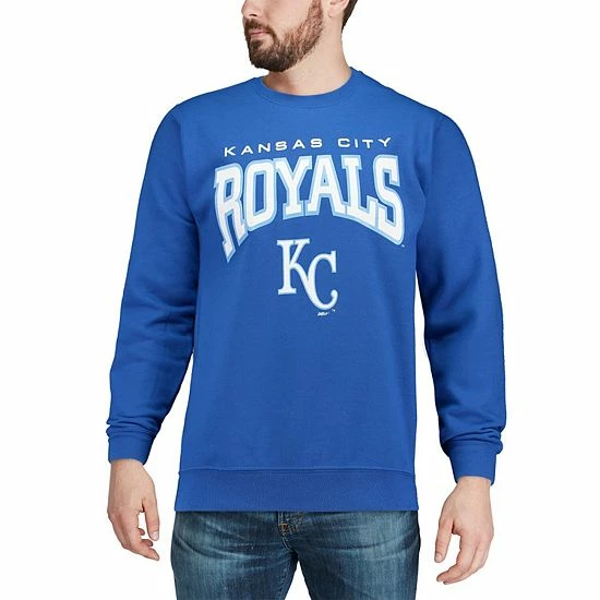Men's Stitches Royal Kansas City Royals Pullover Crew Sweatshirt - Image 5