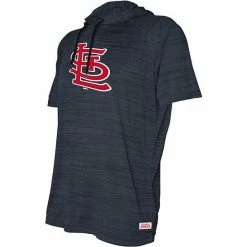 Men's Stitches Heathered Navy St. Louis Cardinals Raglan Short Sleeve Pullover Hoodie