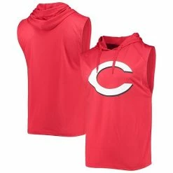 Men's Stitches Red Cincinnati Reds Sleeveless Pullover Hoodie