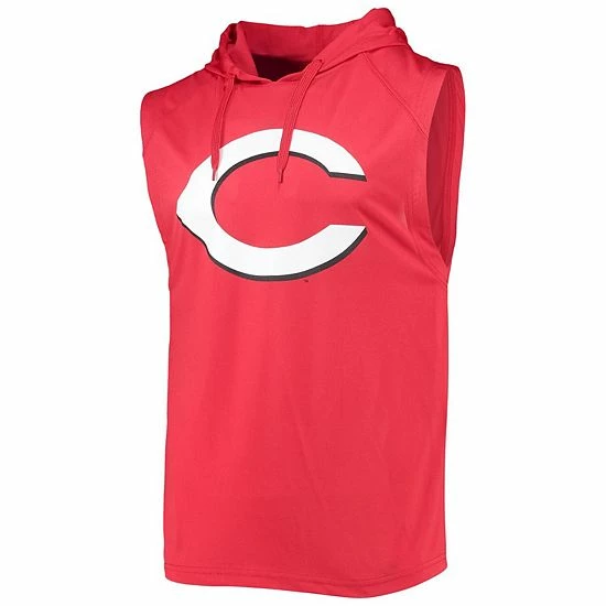 Men's Stitches Red Cincinnati Reds Sleeveless Pullover Hoodie - Image 3