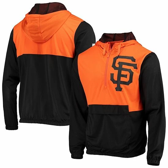 Men's Stitches Black/Orange San Francisco Giants Anorak Hoodie Half-Zip Jacket - Image 2