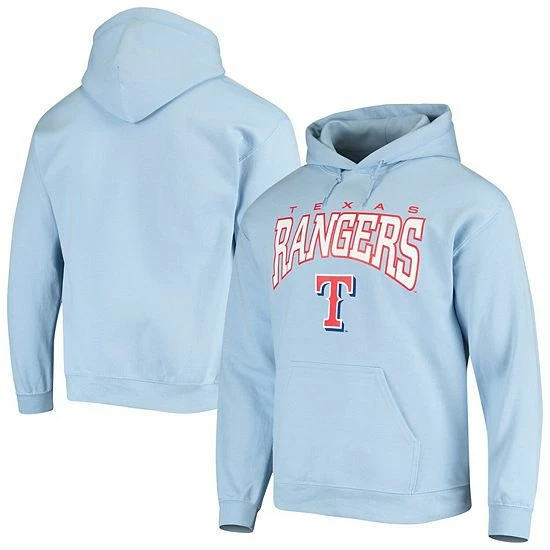 Men's Stitches Light Blue Texas Rangers Team Logo Pullover Hoodie - Image 2