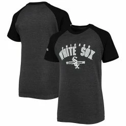 Youth Stitches Heathered Black Chicago White Sox Raglan T-Shirt
