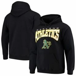 Men's Stitches Black Oakland Athletics Team Pullover Hoodie
