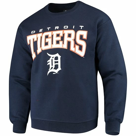 Men's Stitches Navy Detroit Tigers Pullover Crew Sweatshirt - Image 3