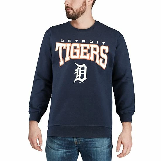 Men's Stitches Navy Detroit Tigers Pullover Crew Sweatshirt - Image 5