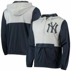 Men's Stitches Navy/Gray New York Yankees Anorak Hoodie Half-Zip Jacket