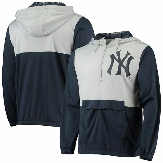 Men's Stitches Navy/Gray New York Yankees Anorak Hoodie Half-Zip Jacket