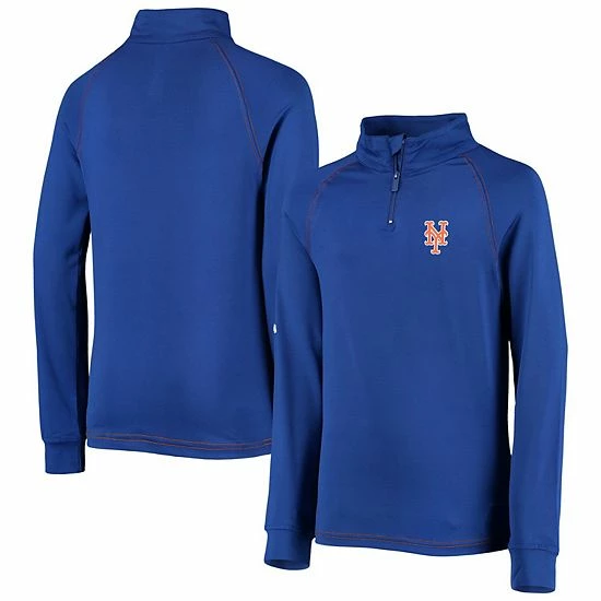 Youth Stitches Royal New York Mets Raglan Quarter-Zip Jacket