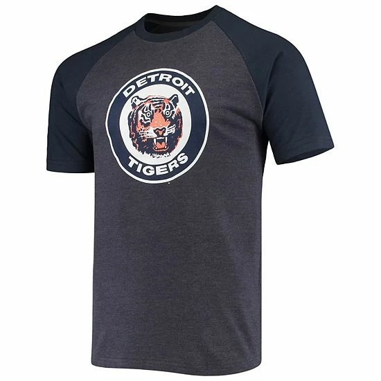 Men's Stitches Heathered Navy Detroit Tigers Raglan T-Shirt - Image 3
