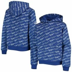 Youth Stitches Royal Los Angeles Dodgers Allover Print Raglan Pullover Hoodie