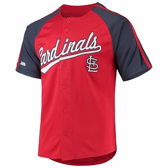 Men's Stitches Red St. Louis Cardinals Button-Down Raglan Replica Jersey - Image 3