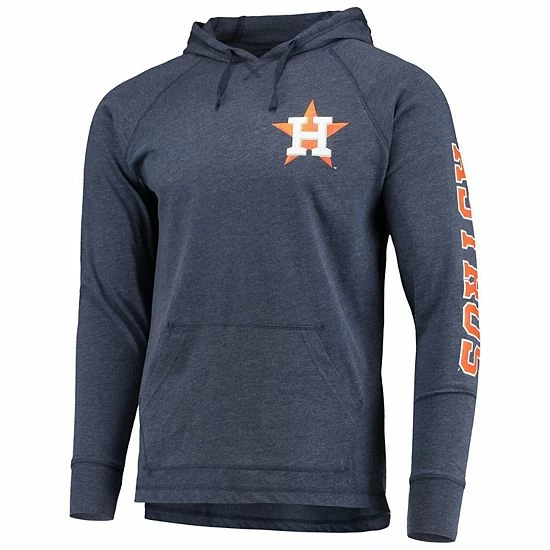 Men's Stitches Heathered Navy Houston Astros Hit Raglan Pullover Hoodie - Image 3