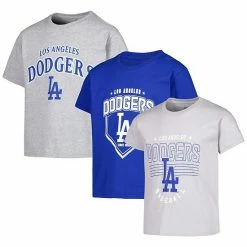 Youth Stitches Gray/Royal/Heather Gray Los Angeles Dodgers 3-Piece T-Shirt Combo Set